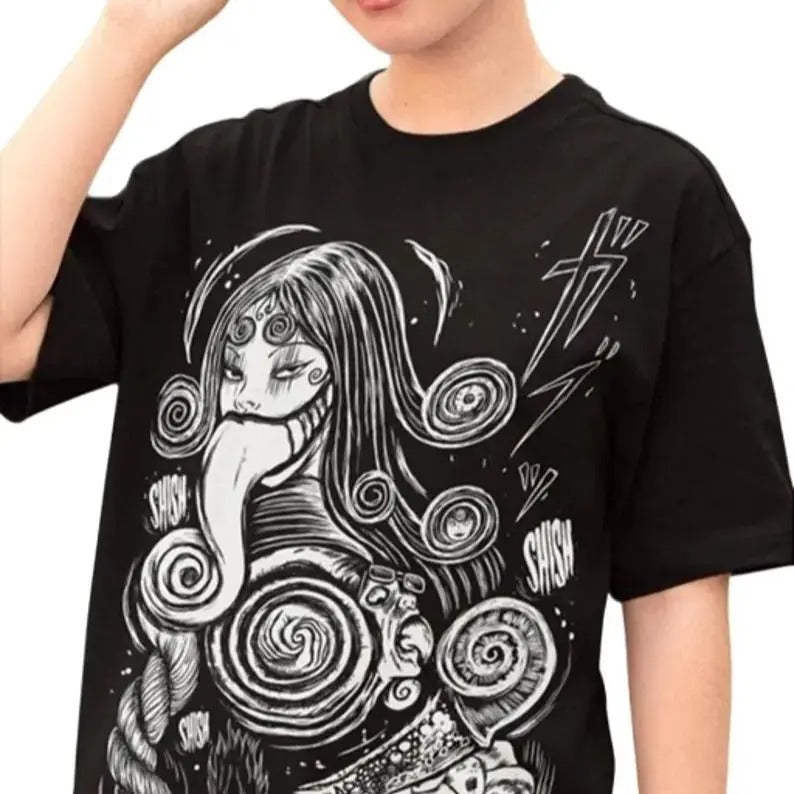 Anime T-shirt, Manga T-shirt, Creepy Girl Shirt, Horror Manga Tee