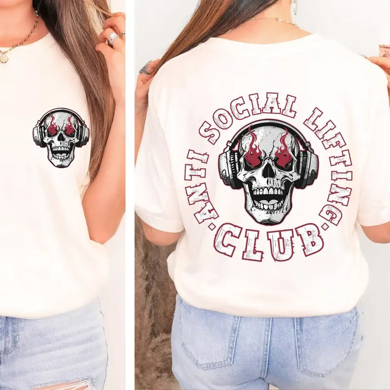 Anti Social Lifting Club Shirt Gym Lovers Gift Pump Cover Tshirt Lifting Shirt Muscle Mommy Gift For Him Workout Shirts Skull Shirt