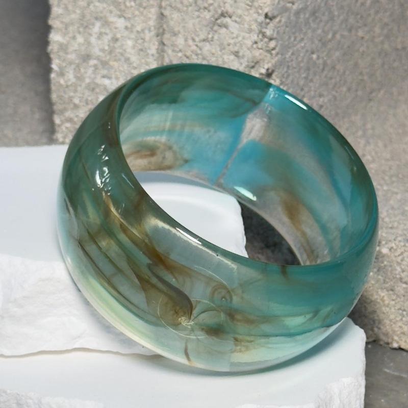 Aqua Crush Bangle - Simple Design with Aqua and Brown Stripes Elegant Accessory for Stylish Looks
