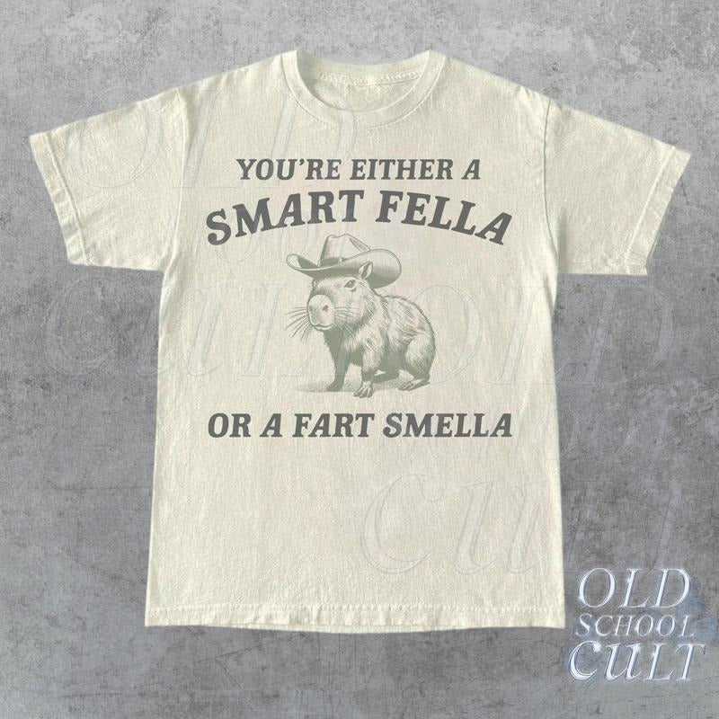 Are You A Smart Fella Or Fart Smella Vintage Style Shirt, Retro Cartoon T Shirt, Weird T Shirt, Meme T Shirt, Cabybara Shirt, Relaxed T-shirt, sweater and Hoodie