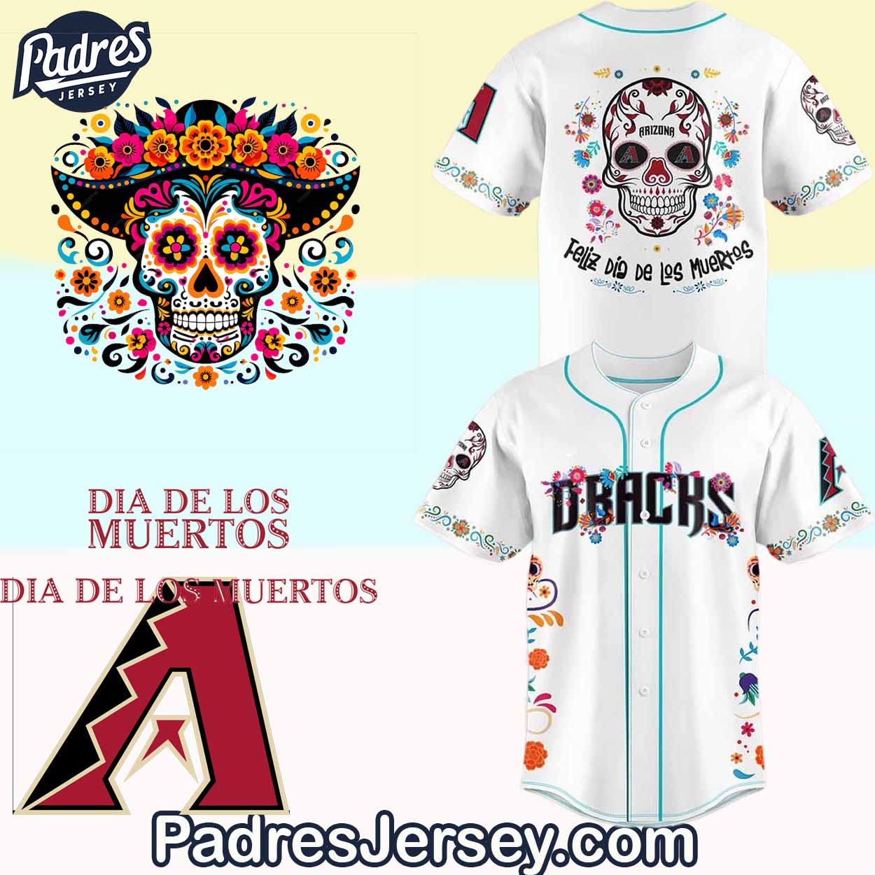 Arizona Diamondbacks Dia De Los Muertos Baseball Jersey Outfit - Padres Jersey Oasis: Elevate Your Baseball Style Game...