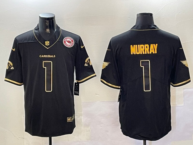 Arizona Cardinals #1 Kyler Murray Red Retro Gold Text Style 2