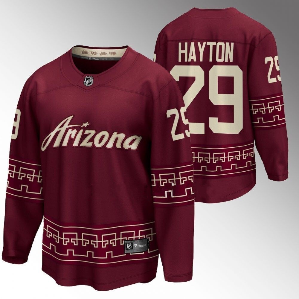 Arizona Coyotes #29 Barrett Hayton 2022-23 Desert Night Alternate Garnet Jersey