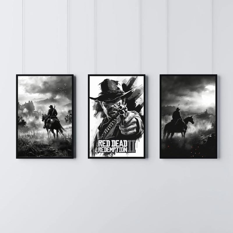 Arthur Morgan, Red Dead Redemption Game Poster Set - Red Dead Poster Print - Retro Western Travel | Gaming Character...