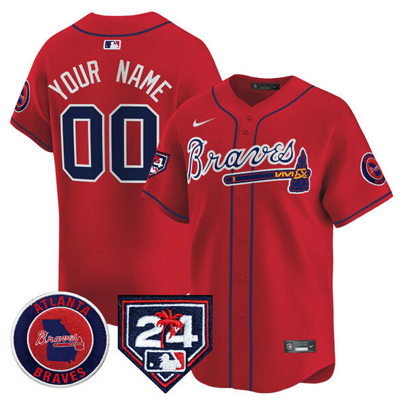Atlanta Braves Active Player Custom Red 2024 Spring Training Patch Limited Stitched