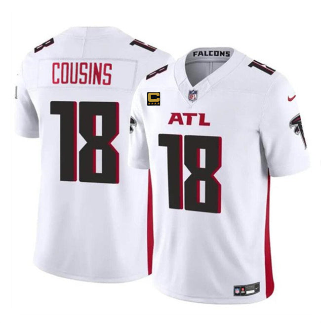 Atlanta Falcons #18 Kirk Cousins White 2024 F.U.S.E With 4-Star C Patch Vapor