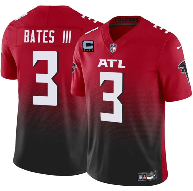 Atlanta Falcons #3 Jesse Bates III Red Black 2025 F.U.S.E With 4-Star C Patch Vapor