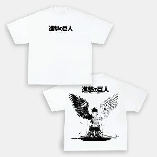 Attack on Titan - Eren Fallen Angel Streetwear Shirt Black Unisex Anime Lovers Shirt, Graphic Anime Tee Manga Shirt Gift For Anime Fan Y2K Aesthetic Hoodie Sweatshirt Sweatshirt, Hoodie, Comfort Colors