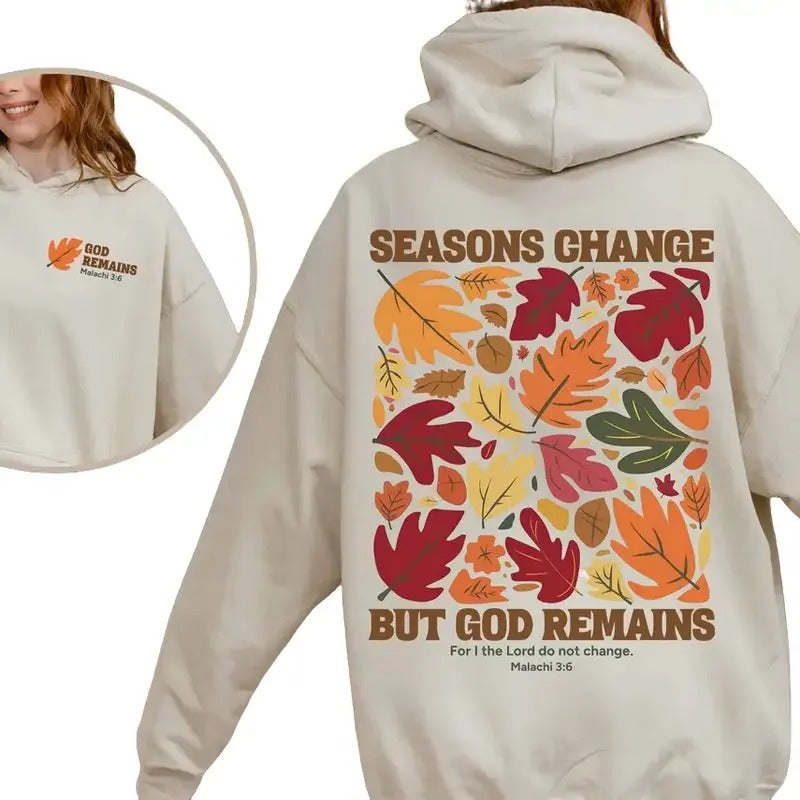 Autumn Christian Hoodie Fall Season Christian Hoodies Sweatshirt God Bible Verse Shirt Cotton Tops Menswear Polyester