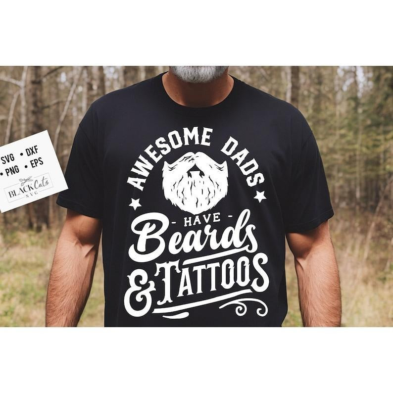 Awesome dads have beards and tattoos shirt, Father's Day shirt, Funny Dad shirt, Birthday Dad T-shirt, sweater and...