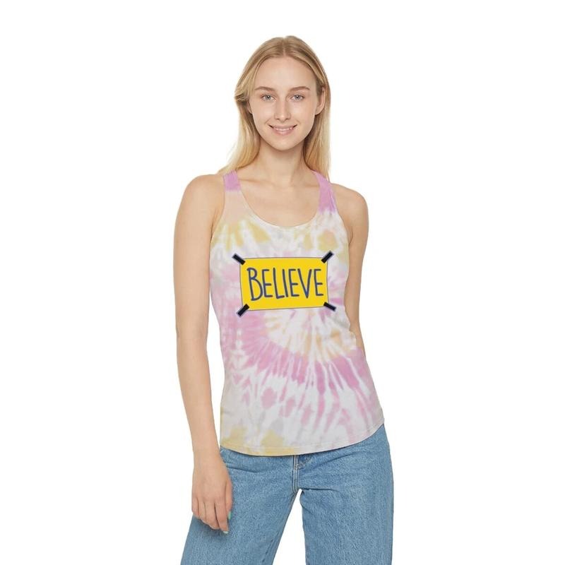 BELIEVE - Tie Dye Racerback Tank Top