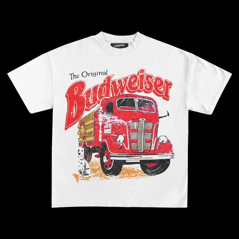 BUDWEISER FIRE TRUCK VINTAGE VINTAGE TEE | MEN'S GRAPHIC T-SHIRT SWEATSHIRT HOODIE | GIFT FOR FAN