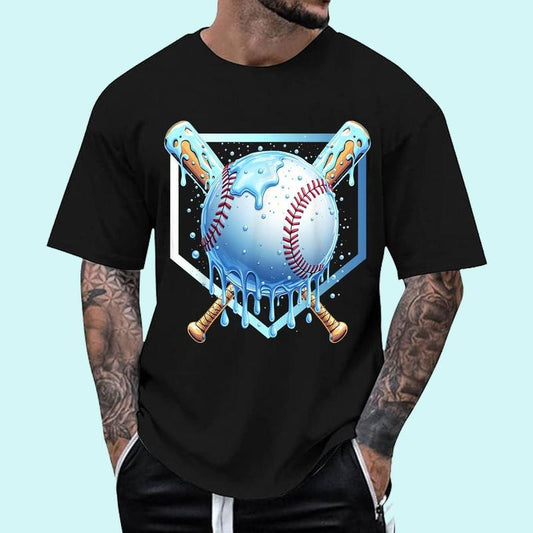 Baseball Drip For Boys Home Plate Ice Cream Drip Sport Unisex T-Shirt, Cotton 100%, Top Trending Fashion