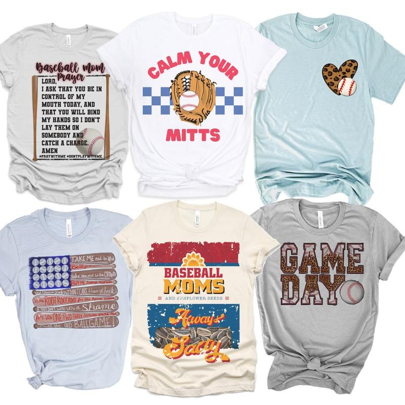 Baseball Game Day T-shirts BallField Baseball Tees Calm Your Mitts Tees Salty Baseball Moms T-Shirts Leopard Game Day Tee Take Me Out to the Ball Field T-Shirts Baseball Mom Tshirts Casual Cotton Crewneck Lady