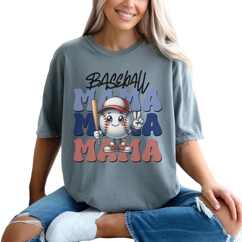 Baseball Mama T Shirt, Baseball Cute Mama Tee, Retro Baseball, T Ball Mom, Sports Mom, Unisex T-Shirt, Gifts For Mother Mommy From Daughter Son, Short Sleeve Tee Shirt, Gifts For Birthday Fit Top