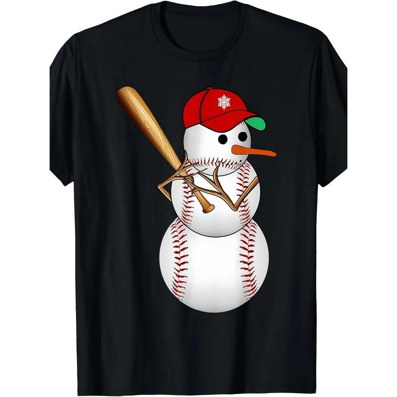 Baseball Snowman Balls Snow Christmas Xmas Gifts Men Leisure And Comfort T-Shirt made in usa