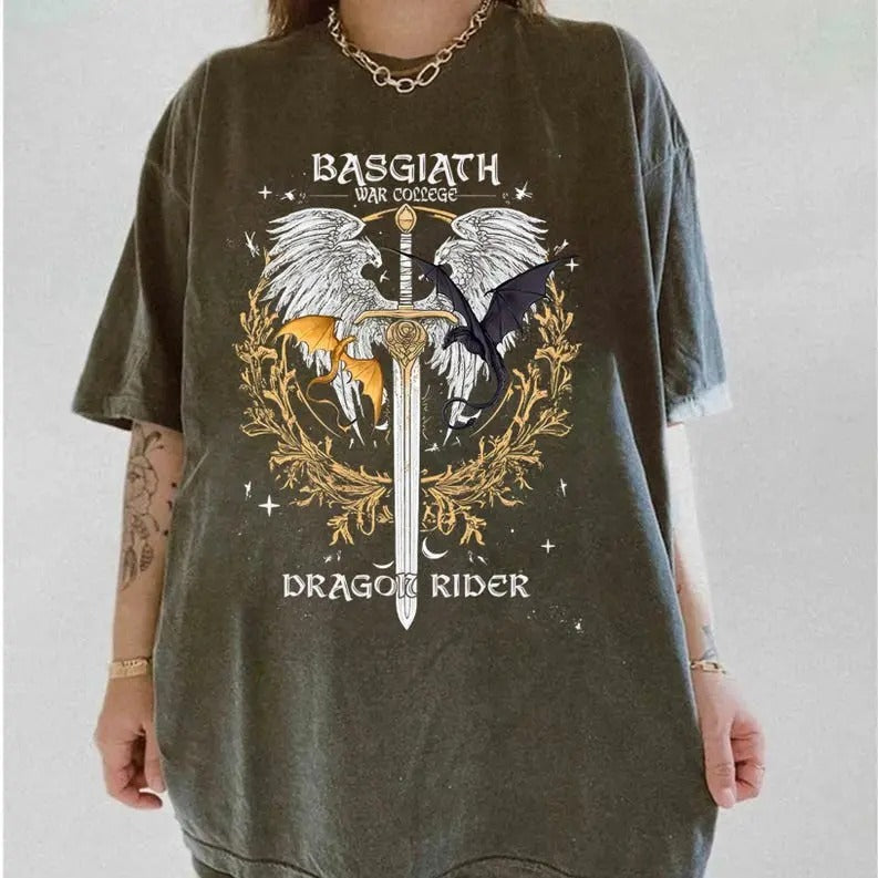 Basgiath War College Book Tee, Dragon Rider Tee, Fantasy Bookish Shirt, Book Lover Shirt, Bookworm Shirt, Book Shirt, Bookish War Shirt Shortsleeve Casual Cotton