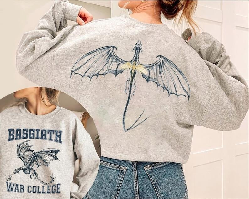 Basgiath War College Double-side Sweatshirt, Fourth Wing Sweatshirt gift, 2 side Hoodie and Sweater; T-shirt Cotton Womenswear Women Polyester Light