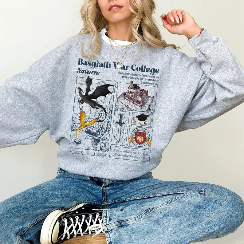 Basgiath War College Sweatshirt, Dragon Rider Fourth Wing Xaden Riorson, Violet Sorrengail, Empyrean Series, Book Lover...