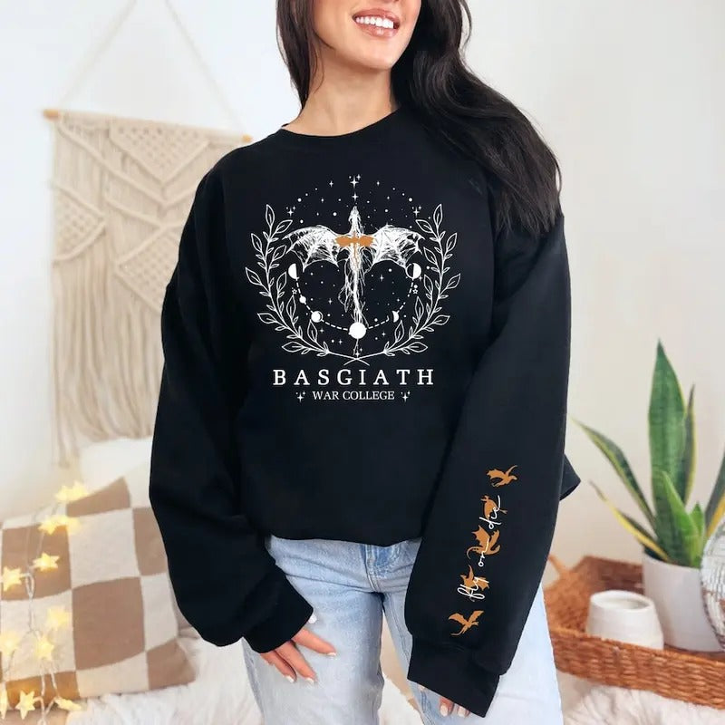 Basgiath War College Sweatshirt, Fantasy Reader Shirt, Fourth Wing Shirt, Dragon Rider, Violet Sorrengail, Sleeve Print, Bookish Sweatshirt T-shirt, sweater and Hoodie