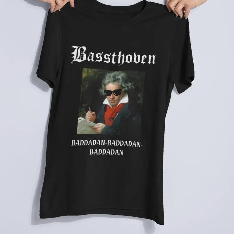 Bassthoven Rave shirt-funny Beethoven shirt-Baddadan baddadan shirt- bass music-edm shirt-edm merch- edm gift Cotton Menswear