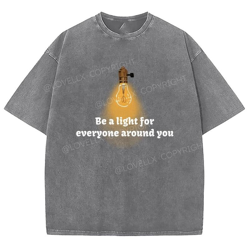 Be A Light Unixes Washed T-Shirt, Christian Jesus Tshirts, Vintage 90s Graphic Tee Gift Cotton Top Womenswear Bottom...