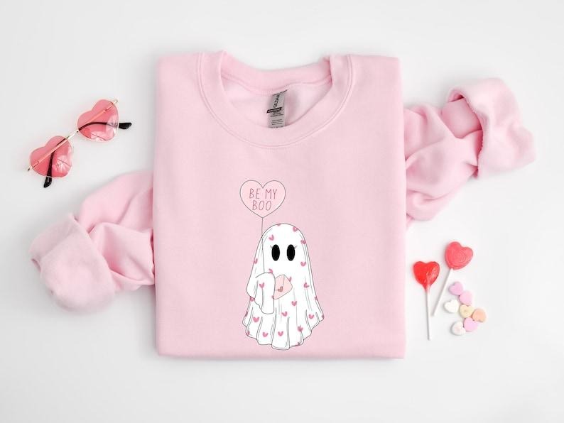 Be My Boo Sweatshirt, Ghost Sweater, Valentines Day Hoodie, XOXO Sweatshirt, Women Hoodie and Sweater; T-shirt Cotton...