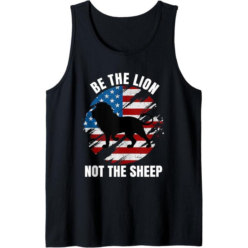 Be The Lion Not The Sheep American USA Flag Women Men Tank Top made in USA T-Shirts, Hoodie, Sweatshirt | WearSparks.com