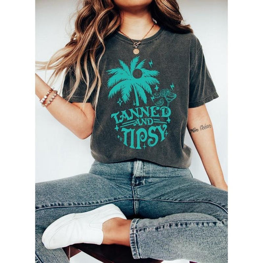 Beach Shirt, Tanned And Tipsy Shirt, The Ultimate Summer Shirt For Beach Holidays And Day Drinks, Summer Gifts, Beach Gift, Summer T Shirt