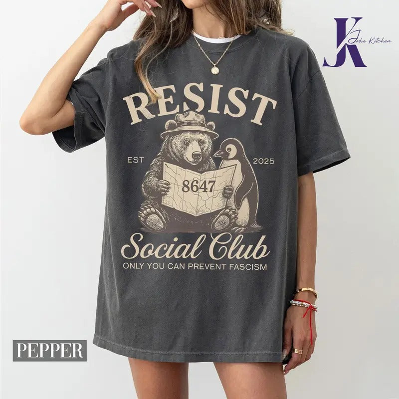 Bears Penguins RESIST Shirt, Social Club Penguins Shirt, I Stand With The Penguins, Flippers Up Social Club, FDT Bear Shirt, Penguins Tariff