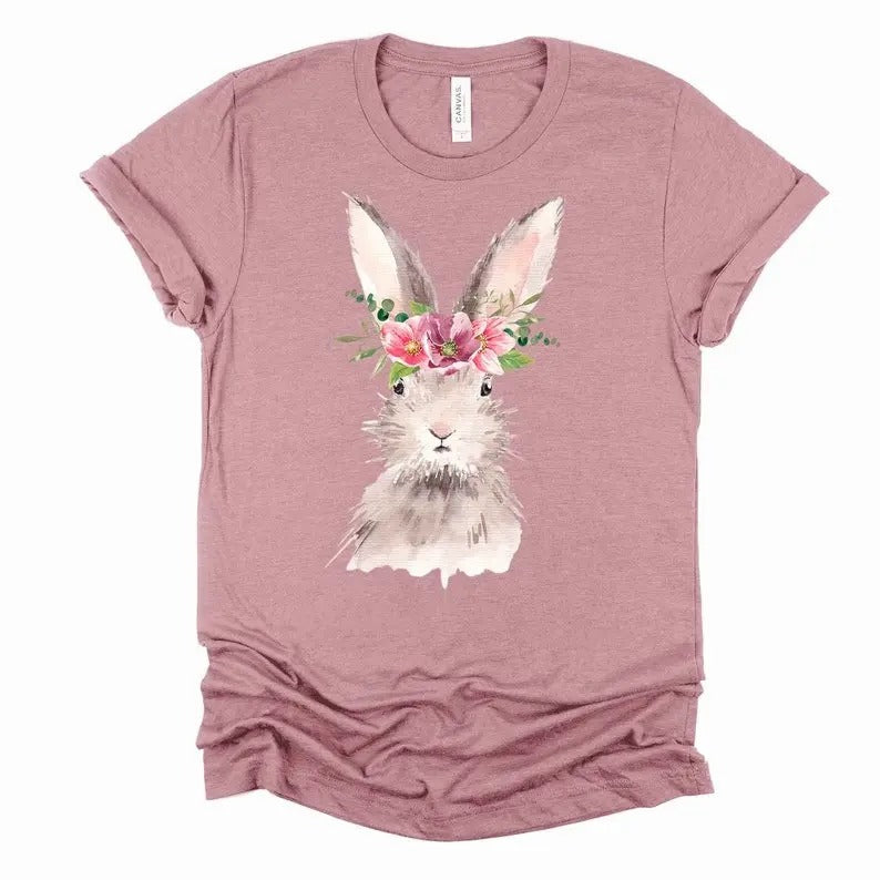 Beautiful Watercolor Bunny, Easter Rabbit with Flowers Design T-Shirts, Hoodie, Sweatshirt | WearSparks.com