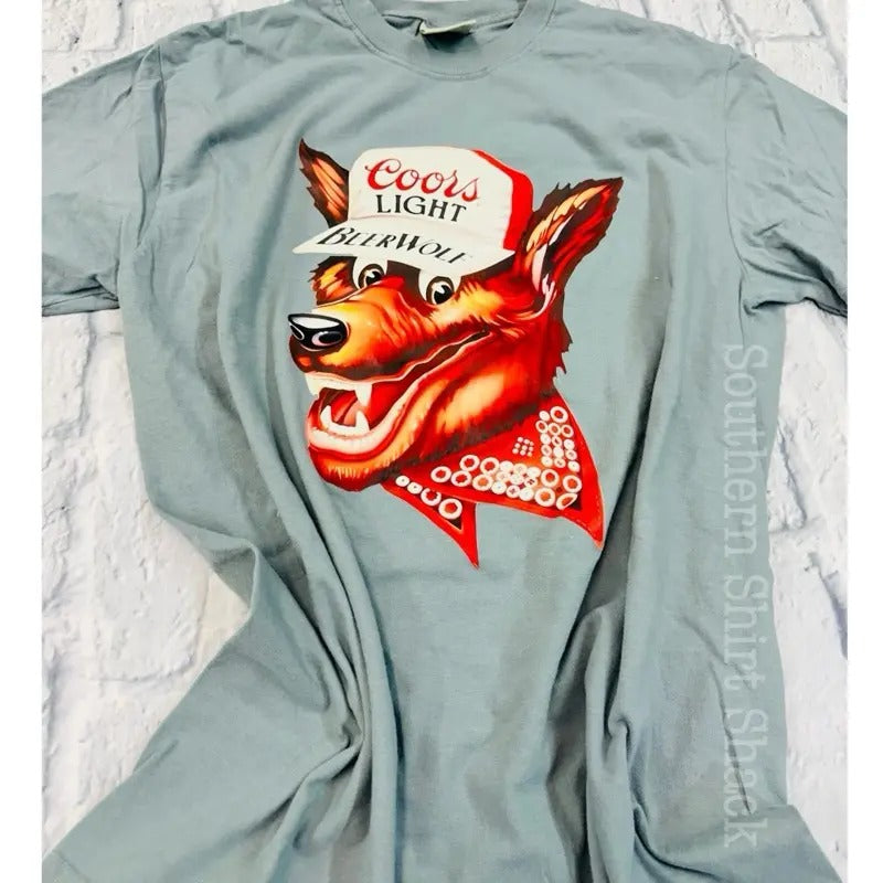 Beer Wolf T shirt | Granite comfort colors t shirt | Western Beer shirt