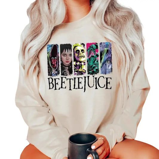 Beetlejuice Halloween Sweatshirt, Horror Shirts Adults, Halloween Shirt, Beetlejuice Kids Shirt Horror Friend Shirt, Horror Characters Halloween Sweatshirt, Horror Movie Shirt
