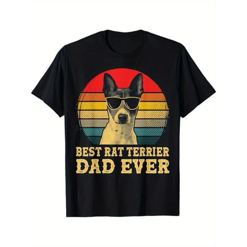 Best Rat Terrier Dad Ever Dog Lovers Retro Vintage Themed T-Shirt. Suitable as a gift for dog lovers. 100% cotton black T-shirt. S-XXXL. made in usa