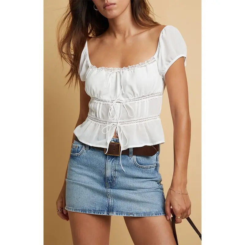 Beverly and Beck Women's Iris Lace Trim Top