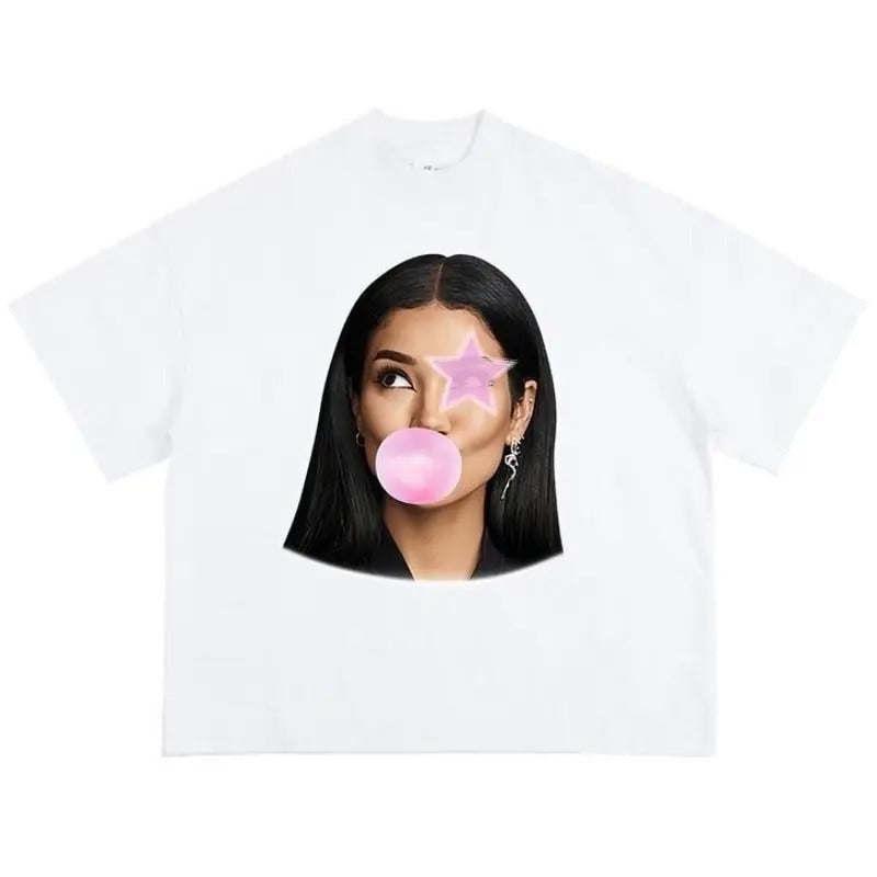 Big Face Jhenee Pink Star Bubble Gum Graphic T-shirt Hoodie, Sweatshirt | WearSparks.com