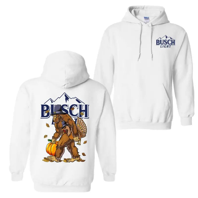 Bigfoot Miller Lite Hoodie T-Shirt, Bigfoot Pilgrim Turkey Pumpkin Thanksgiving Day Hoodie, For Men And Women, Trendy Shirt