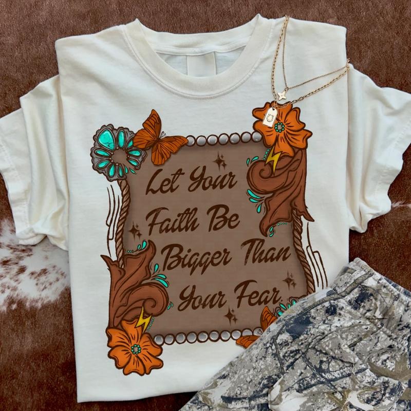 Bigger Than Your Fear Western shirt, vintage crewneck sweatshirts, western outfit women, cowgirl outfits, western clothing stuff tops, country concert outfits, western style clothes