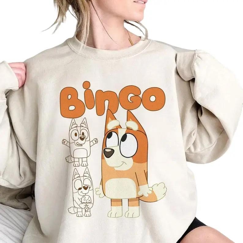 Bingo Bluey Cartoon Shirt | Bluey Character Sweatshirt| Bluey Family Tee| Bluey Friends Shirt | Bluey Tee| Bluey Shirt