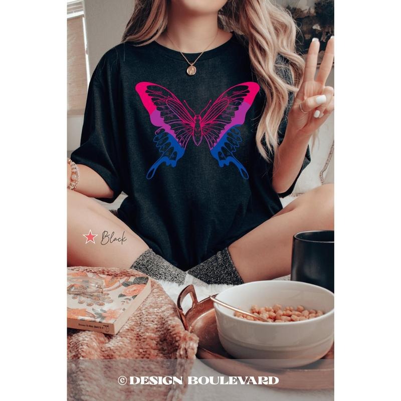 Bisexual T Shirt Hoodie Sweater Bisexual Butterfly T Shirt Bisexual Gift Bisexual Pride Tee Gay Pride Bisexual Shirt Bi...