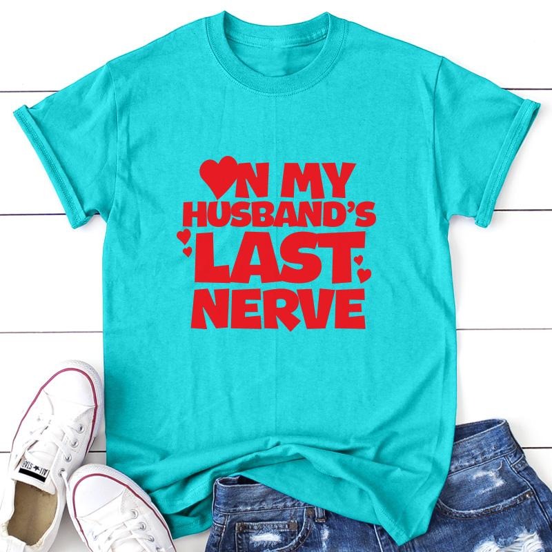 On My Husband's Last Nerve Apparel, Proudly Printed In The USA, Tee, Gray / White / Blue / Black #sassy #cute Hoodie,...