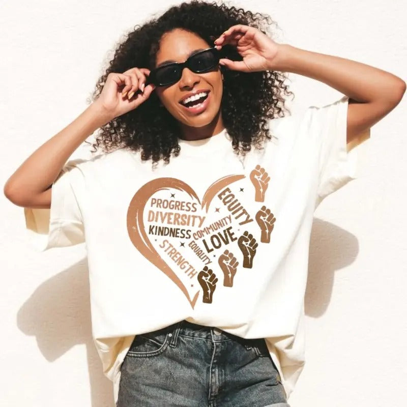 Black Power Fist Sweatshirt, Hoodie, T-Shirt, Black History Month Shirt, Black Pride, Melanin Heart Shirt, African American Activist Shirt