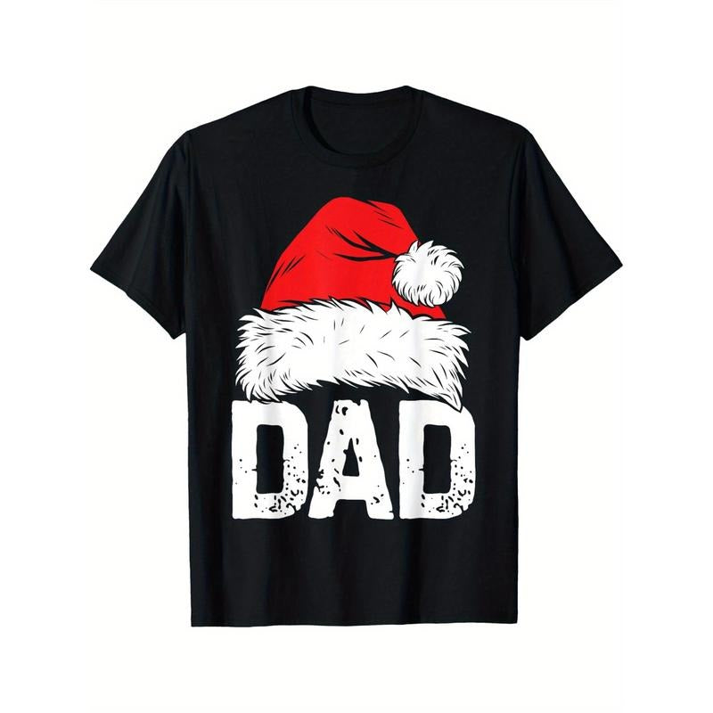 Black Short Sleeve Dad Santa Christmas Family Matching Pajamas Papa Xmas Father T-Shirt Made in USA