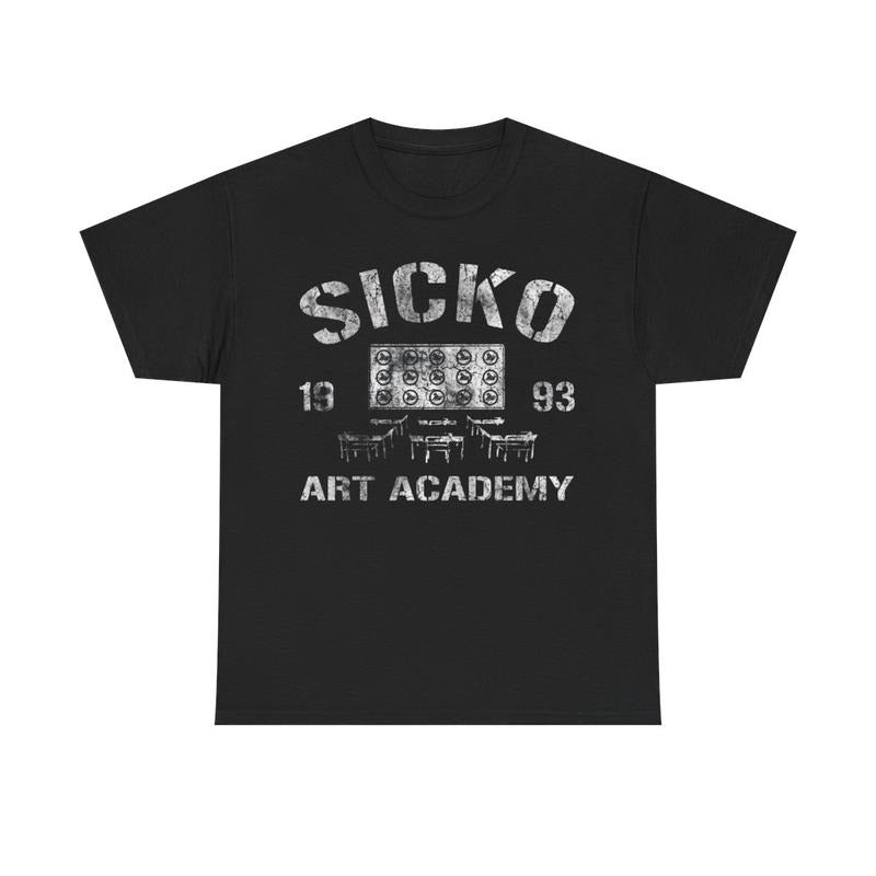 Black Tee "Art Academy" Casual Classic Cotton Menswear Retro Shirt Top Vintage Comfy Day Graphic Smooth T-Shirt Underwear Tshirt Streetwear Man Shortsleeve Crewneck