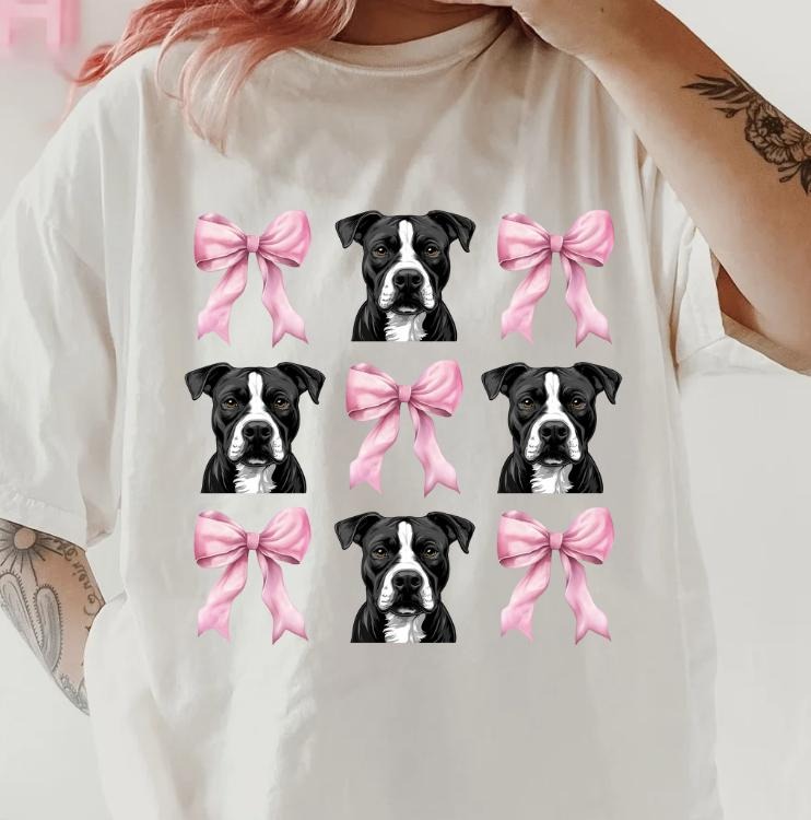 Grey/Black and White Pitbull Shirt ~ Unisex Apparel Relaxed Fit Printed In The USA Clothing Womenswear Casual Comfort Cotton Top Athletic Boho Chic