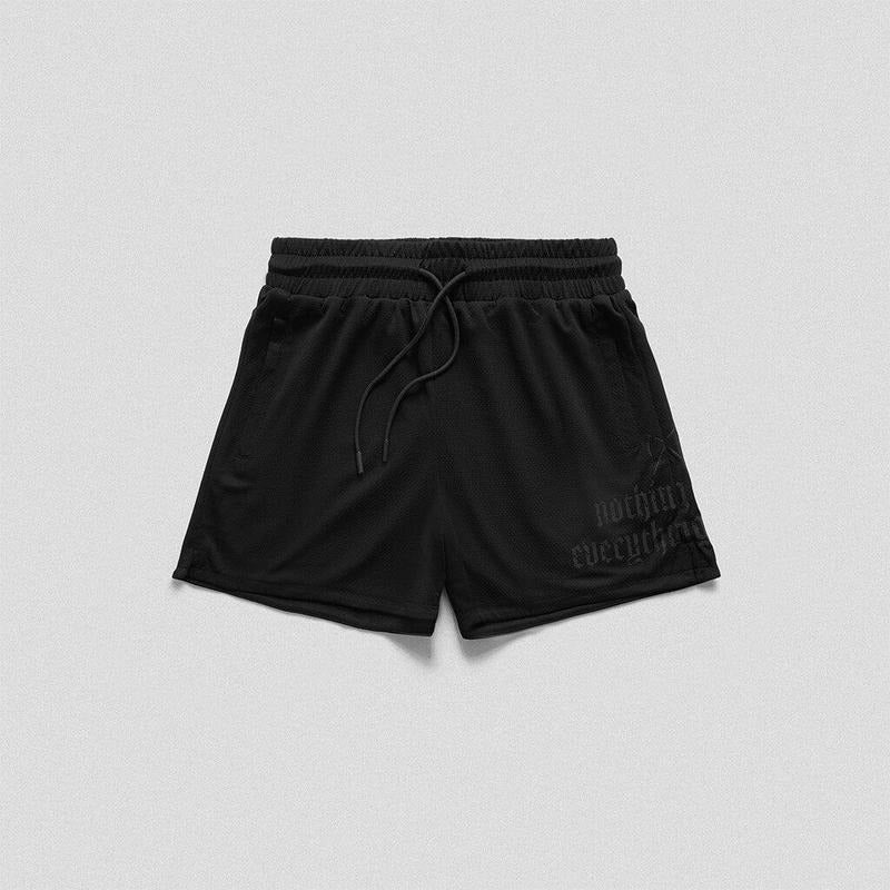 Mantra Plain Mesh Shorts - Black/Black, Summer Season, Gymreapers Zippered Pockets
