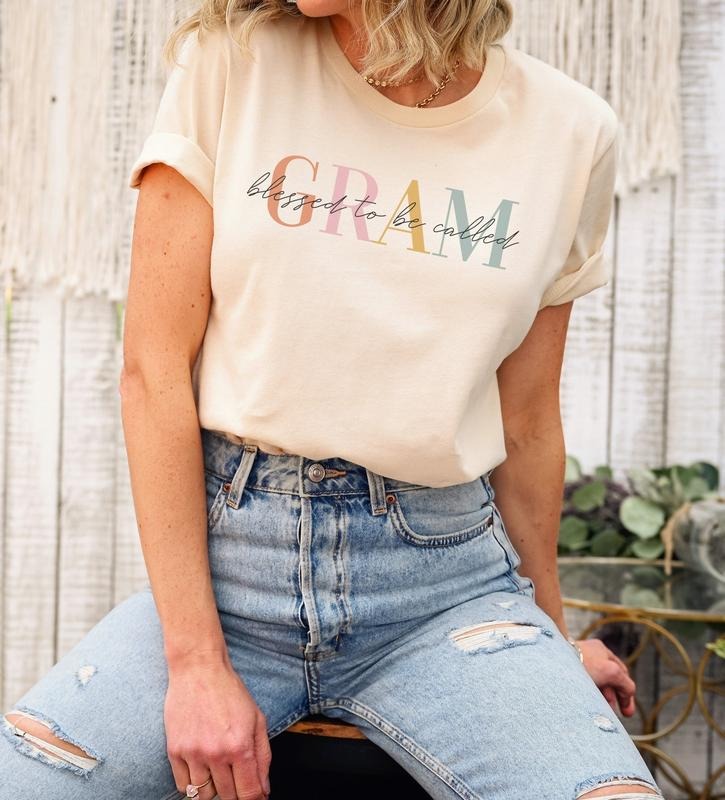 Blessed Gram Shirt For Grandma Cute Shirt Gram Mothers Day Gift Gram Shirt Birthday Gift For Grandma Tshirt Grandparents Day Gift Tee Shirt TK43GD