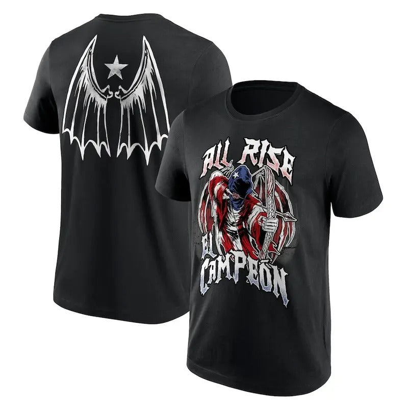All Rise El Campeon 2 Sides T-Shirt, Damian Priest El Campeon Shirt, Professional Wrestler Fan Gift For Men Women Unisex Tee, Crew Neck SweatShirt, Hoodie, 100% Cotton, Black/White/Red/Navy/Blue, S-5XL