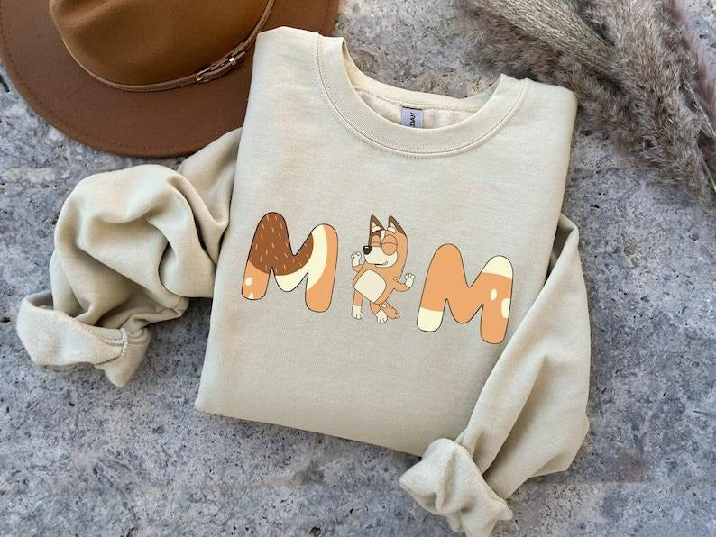 Bluey Cool Mom Club Shirt, Chilli Heeler Shirt, Bluey Mom Hoodie and Sweater; T-shirt Cotton Menswear Cotton Menswear...