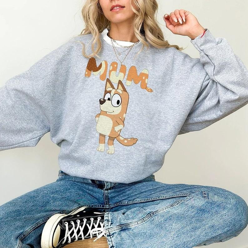 Bluey Mom Era Sweatshirt, Bluey Family Shirt, Retro Chilli Heeler, Mum Mother day, Shirts Gift for Mom Hoodie and Sweater; T-shirt Cotton Womenswear Light Polyester